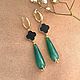 Серьги с агатом и клевером. Серьги классические. Katerina Moroz accessories for you (katerinamoroz). Интернет-магазин Ярмарка Мастеров.  Фото №2