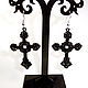 Earrings in Gothic style. Gothic cross. Black bead earrings. The author's work Ulyana Moldovyan.
