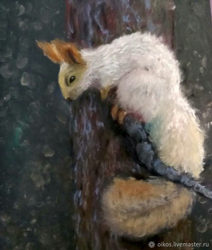Winter squirrel painting with pastels on sandpaper, Pictures, St. Petersburg,  Фото №1