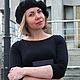 Order Black wool beret with sequins. WoolenHatWithFlowers. Livemaster. . Berets Фото №3
