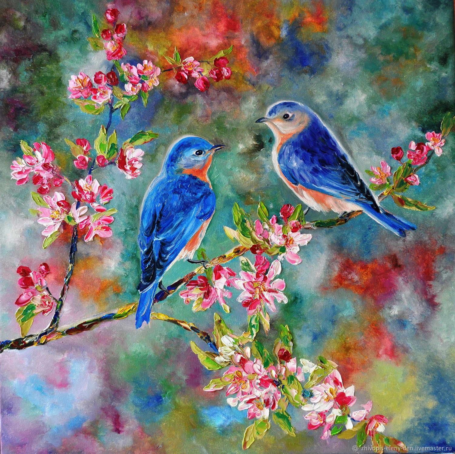 Весенние птички живопись