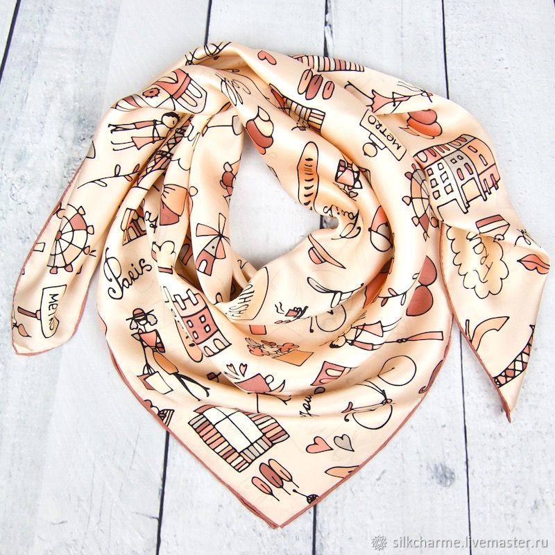 шелковые платки из натурального шелка. шелковый шарм платки. кофейный бежевый платок. платки из натурального шелка. платок синий с золотистым.