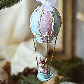 Сувениры и подарки handmade. Livemaster - original item Christmas decorations: The hare in the balloon. Handmade.