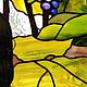 Витражная картина Бутылка под виноградной лозой. Тиффани и фьюзинг. Витражи. tsvet_na_prosvet. Ярмарка Мастеров.  Фото №5