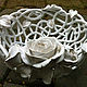 The bottom `White rose`. Braided ceramic and ceramic flowers Elena Zaichenko
