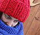 Красная шапка с отворотом в стиле Такори из толстой пряжи. Шапки. Mashuta_jewelry. Интернет-магазин Ярмарка Мастеров.  Фото №2