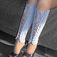 Leggings with lace on leg knitted stockings. Leg warmers. Space Cat Knitting. My Livemaster. Фото №4