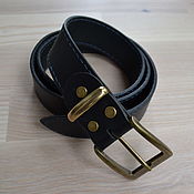 Аксессуары handmade. Livemaster - original item Leather belt stitched black. Handmade.