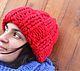 Красная шапка с отворотом в стиле Такори из толстой пряжи. Шапки. Mashuta_jewelry. Ярмарка Мастеров.  Фото №5