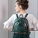  Women's leather backpack dark green with malachite pockets. Backpacks. Natalia Kalinovskaya. Online shopping on My Livemaster.  Фото №2
