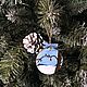 Miniature, Christmas tree toy, picture on a cut of a Bullfinch tree, Christmas decorations, Ryazan,  Фото №1