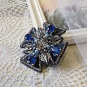 Украшения handmade. Livemaster - original item Brooch order with Swarovski crystals Blue.. Handmade.