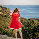Linen midi dress for summer - Magenta. Dresses. Kupava - ethno/boho. My Livemaster. Фото №5