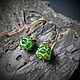 Серьги "Изумруд", стекло лэмпворк lampwork, серебро, Серьги-кольца, Нижний Новгород,  Фото №1
