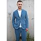 Костюм мужской из вареной крапивы Рами Ramie Suit Blue. Костюм мужской. VÄN Studio. Интернет-магазин Ярмарка Мастеров.  Фото №2
