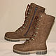 Женские валяные ботинки Brown boots-zip, Ботинки, Миасс,  Фото №1