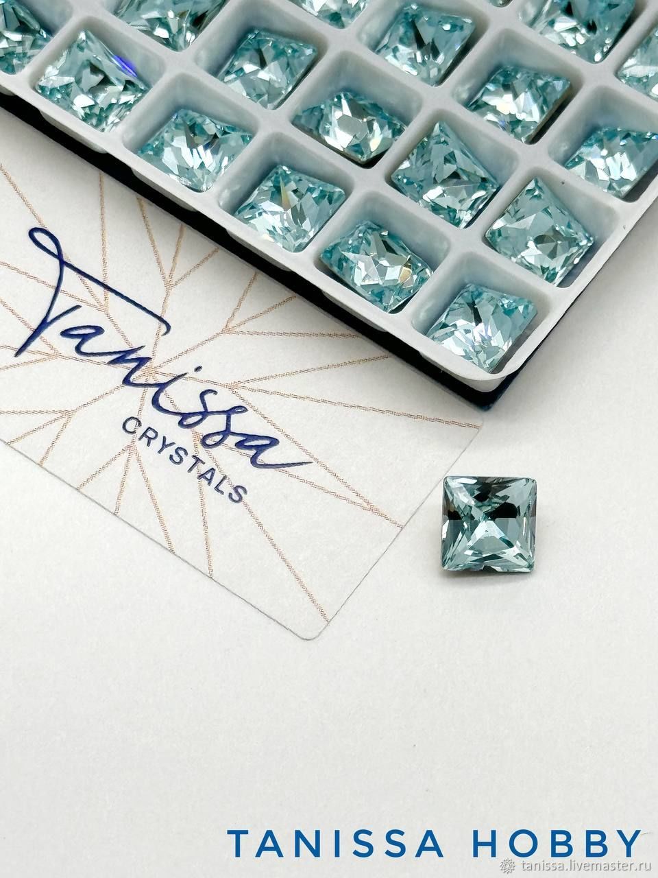 Кристалл квадрат Square Aquamarine, 6мм, Tanissa Crystals, СТ324, Кристаллы, Санкт-Петербург,  Фото №1