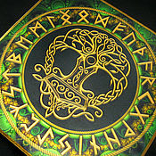 Фен-шуй и эзотерика handmade. Livemaster - original item Runic tablecloth Thor`s Hammer in Yggdrasil.. Handmade.