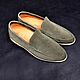 Men's loafers made of genuine suede, gray color!, Loafers, St. Petersburg,  Фото №1