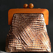 Сумки и аксессуары handmade. Livemaster - original item Vintage leather handbag with wooden clasp. Handmade.