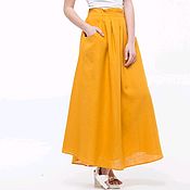 Одежда handmade. Livemaster - original item Skirt made of 100% linen mustard color. Handmade.