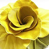Украшения handmade. Livemaster - original item Leather flower brooch yellow yellow. Handmade.