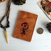 Leather passport cover with the King of Spades pattern