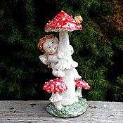 Для дома и интерьера handmade. Livemaster - original item Little elf and fly agaric. Figurine Porcelain.. Handmade.