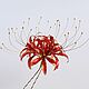 Order Hairpin bright red lycoris spider lily. PandaStudio (glossyfleur). Livemaster. . Hairpin Фото №3