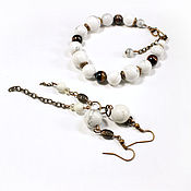 Украшения handmade. Livemaster - original item WHITE CHOCOLATE bracelet and earrings to buy a gift for my wife. Handmade.