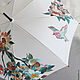 Order Cane umbrella with hand painted cherry blossoms and two birds. UmbrellaFineArt. Livemaster. . Umbrellas Фото №3