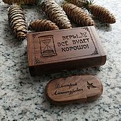 Сувениры и подарки handmade. Livemaster - original item Wooden flash drive with engraving, in a box (souvenir). Handmade.