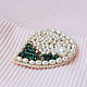 Brooch pearl. Brooch Swarovski crystals. Embroidered brooch, Brooches, St. Petersburg,  Фото №1
