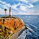 Акварельная картина. Морской пейзаж с маяком. Ручная работа. Картины. Александра. АкварельПлюс.... Ярмарка Мастеров.  Фото №6