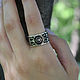 Ring made of 925 sterling silver with an ethnic pattern, enamel finish DS0008. Rings. Sunny Silver. My Livemaster. Фото №5
