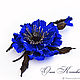 Brooch made of leather poppy blue evening Flower ultramarine. Brooches. flowersstyle (flowersstyle). My Livemaster. Фото №4