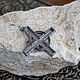 Silver cross with runes and black sapphire. Pendant. Unusual Gemstone Jewelry. My Livemaster. Фото №6