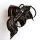 Brooch flower leather Orchid Dark Canyon brown dark warm. Brooches. De-Si-Re. My Livemaster. Фото №6