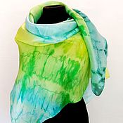 Аксессуары handmade. Livemaster - original item Large silk shawl pareo Sunny Summer batik silk 100%. Handmade.
