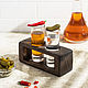 Dark oak chariot for 2 servings, Stand for bottles and glasses, Moscow,  Фото №1