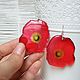 Order Bright Transparent Resin Earrings Red Flowers Poppy Anyutka Boho. WonderLand. Livemaster. . Earrings Фото №3