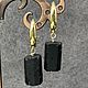 Black earrings made of natural stones black tourmaline sherl, Earrings, Moscow,  Фото №1