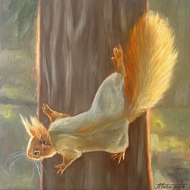 Картины и панно ручной работы. Ярмарка Мастеров - ручная работа Картина маслом «Веснушка леса». Handmade.