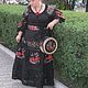 Черное платье с вышивкой "НОЧНЫЕ МАКИ". Платья. эксклюзивная одежда с вышивкой (mirinna). Интернет-магазин Ярмарка Мастеров.  Фото №2