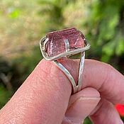 Перстень с Розовым Турмалином серебро с чернением
