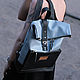 Mochila urbana de cuero azul perla. Backpacks. Mart Bags (martbags). Интернет-магазин Ярмарка Мастеров.  Фото №2