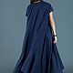 Синее, летнее, свободное платье трапециевидной формы - DR0760CT. Платья. EUG FASHION. Интернет-магазин Ярмарка Мастеров.  Фото №2