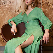 Одежда handmade. Livemaster - original item dresses: Green silky dress 