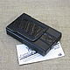 Black cigarette case for thin (Slims) cigarettes with crocodile, Cigarette cases, Abrau-Durso,  Фото №1
