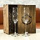 Wedding glasses engraved in a wooden box, Wedding glasses, Nizhny Novgorod,  Фото №1